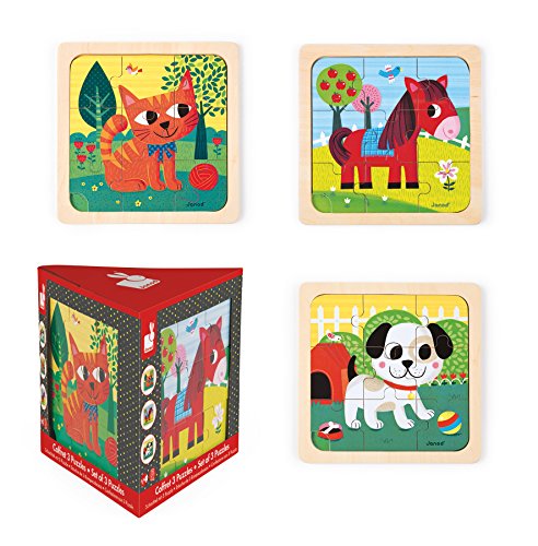 - j07076 - coffret 3 puzzles bois 9 pcs