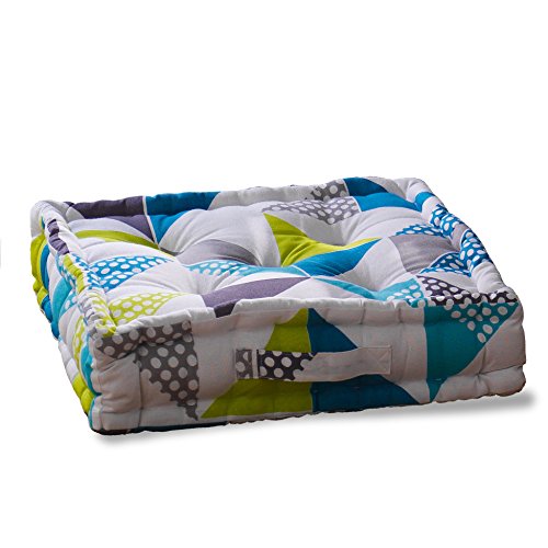 Le Jardin Des Cigales Le Jardin des Cigales Coussin de Soleil Imprimé Triangle en Coton Vert 45 x 45 x 10 cm code EAN 3700273222167 