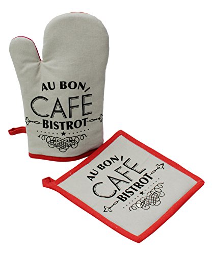 Couleur Montagne Bistrot chic gant + manique en coton imprimé 20 x 20 x 2 cm 3700273223492 (3700273223492)