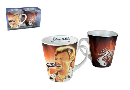 Coffret 2 Mugs Johnny Hallyday - Modèle orange