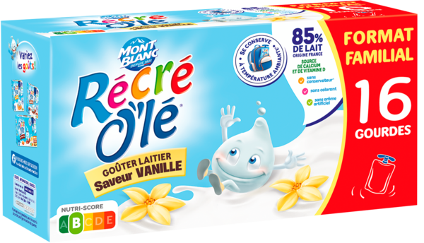 RÉCRÉ O'LÉ GOURDE GOÛTER LAITIER SAVEUR VANILLE
 code EAN 3700279307844 