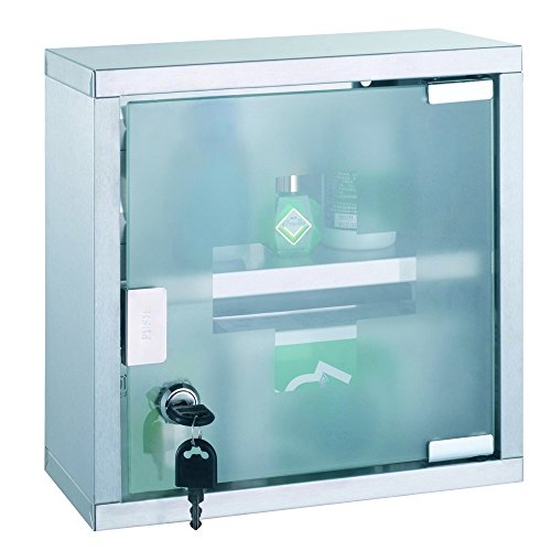 140489 armoire pharmacie verre trempé/acier ino...