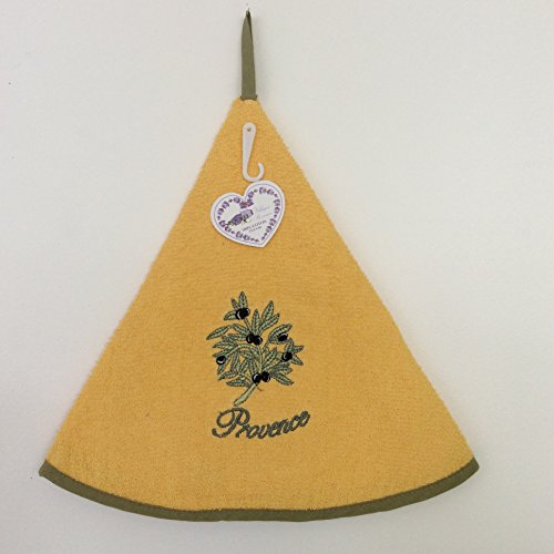 Essuie Mains Eponge Rond - 100% Coton Uni Jaune...