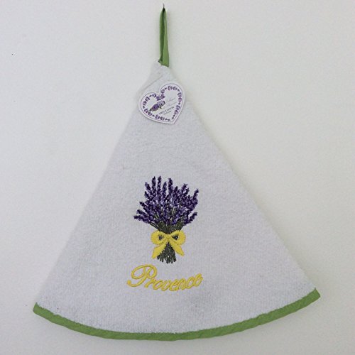 Essuie Mains Eponge Rond - 100% Coton Uni Blanc...