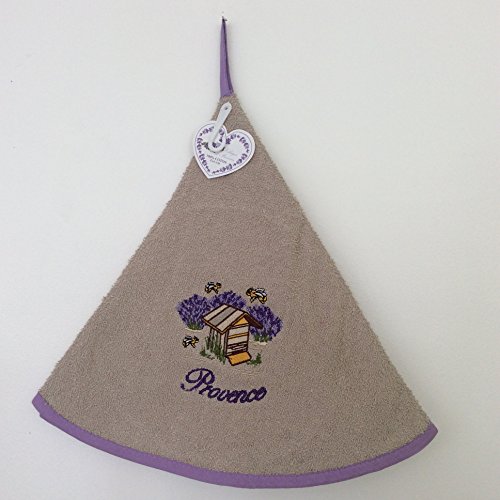 Essuie Mains Eponge Rond - 100% Coton Uni Taupe...