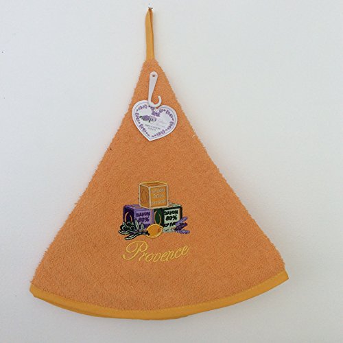 Essuie Mains Eponge Rond - 100% Coton Uni Orang...