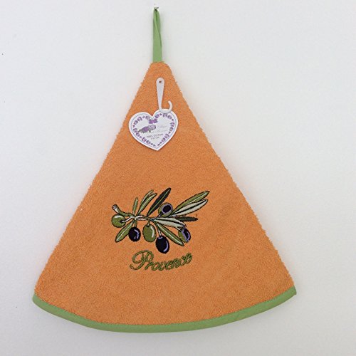 Essuie Mains Eponge Rond - 100% Coton Uni Brodé...