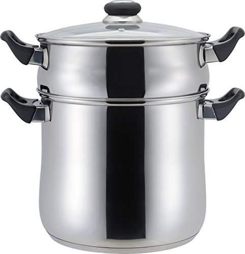 CUISINE&SAVEUR COUSCOUSSIER 9 LITRES EN INOX DIAMETRE 24 CM POIGNEE EN BAKELITE NOIR COUVERCLE EN VERRE 3700298993332 (3700298993332)
