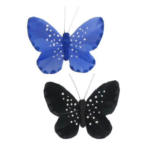 Lot de 2 papillons Moorea Bleu et Noir