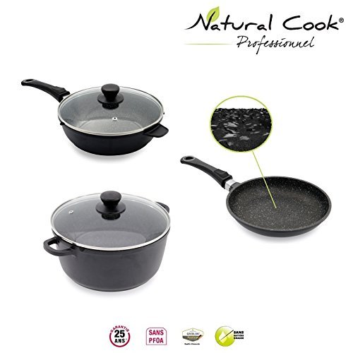 Lot Poêle, Sauteuse et Faitout 24 cm en pierre ...