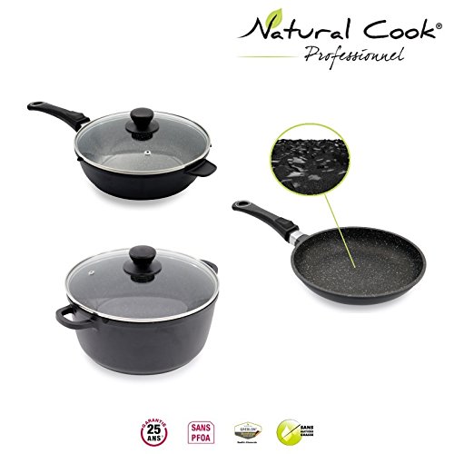 Lot Poêle, Sauteuse et Faitout 28 cm en pierre ...