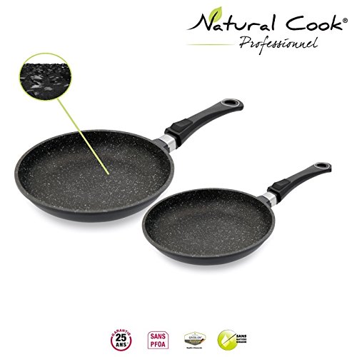 Lot de 2 Poêles 24 / 32 cm en pierre granité et...