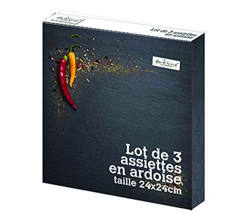 Lt3ca24 lot de 3 assiettes en ardoise naturelle...