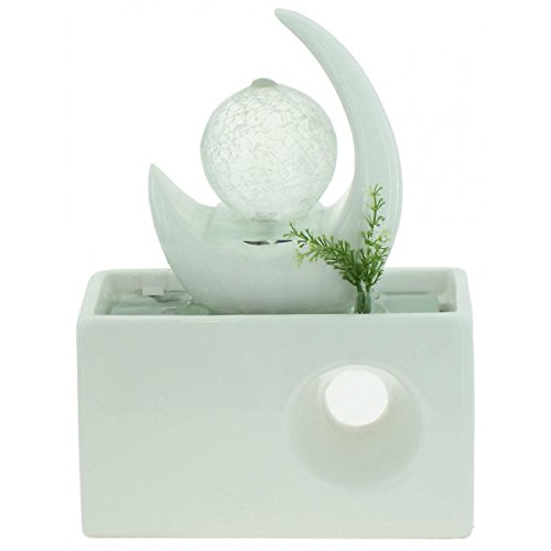Abcdeco Fontaine Nature Céramique Décorative Demi-Lune Blanche Eclairage Led 3700453411589 (3700453411589)