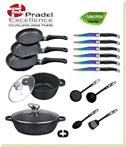 Batterie de cuisine façon pierre - 21 piéces - ...