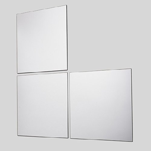 Lot de 3 miroirs adhésifs carrés identiques Gris