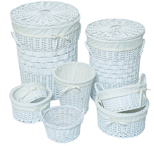 Lot de 8 pièces : Set de 2 coffres à linge rond...