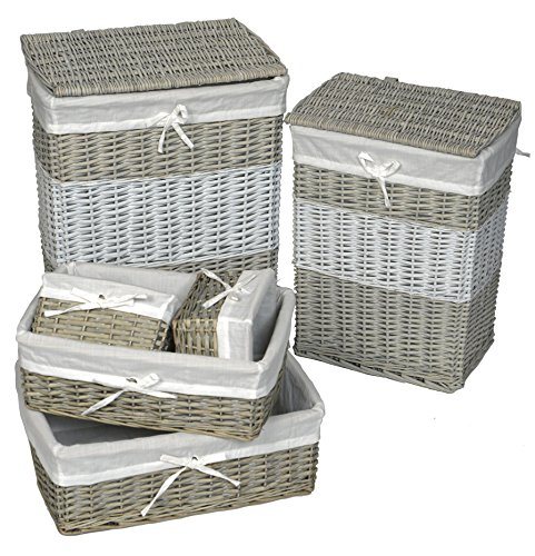 Lot de 6 pièces : Set de 2 coffres à linge et S...