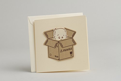 Lot de 10 faires-parts écru bébé dans colis bap...