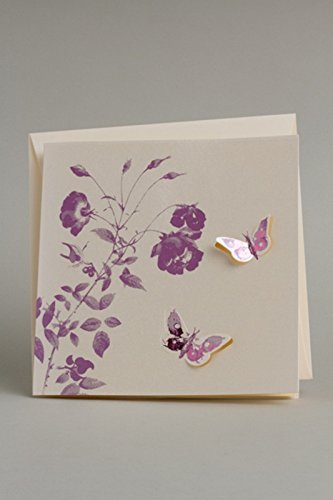 l Lot de 10 faires-parts écru avec papillons lilas mariage baptême communion avec enveloppes code EAN 3700469836413 