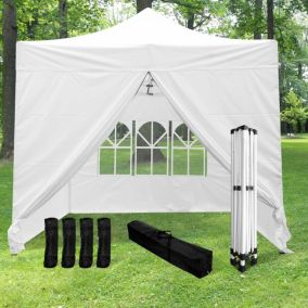  Tonnelle Pliante 3x3m imperméable 320 g/m2 Blanche + 4 parois + Kit de Lestage code EAN 3700498951125 