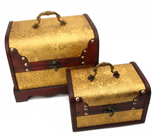 Lot de 2 COFFRETS en BOIS - Jolies Motifs Papil...