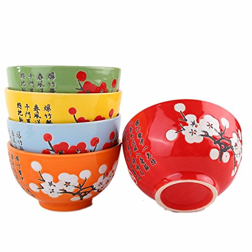 COFFRET de 5 BOLS JAPONAIS - Motifs Fleurs de C...