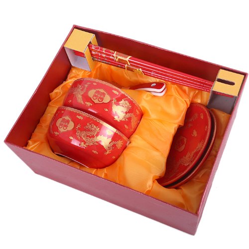 SERVICE à RIZ - Motif IMPERIAL Dragon et Phénix