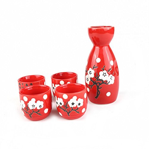 SERVICE A SAKE JAPONAIS - Teinte Rouge - Motif ...