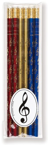 Anne Fuzeau Création Crayons à papier avec gomme - Clé De sol - Lot de 6 - Cadeau musique 3700564904307 (3700564904307)