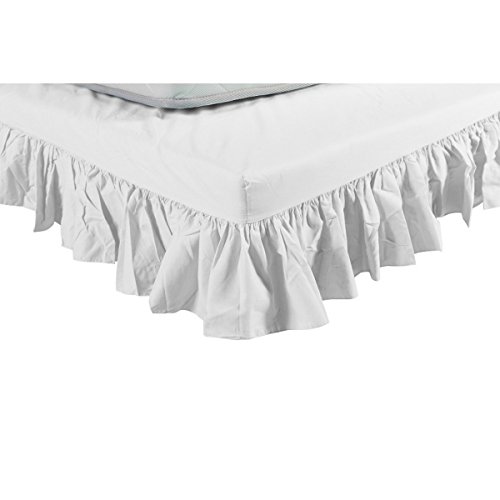 Cache Sommier Blanc Intégral à Volants 120x190