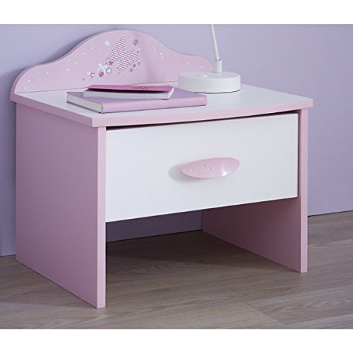 Chevet Enfant 1 Tiroir Rose Orchidée-Blanc Perl...