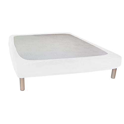 Cache Sommier Blanc à Bande Enveloppante 140x190
