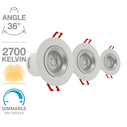 Lot de 3 spots intégrés 345 Lm Dimmable Blanc c...