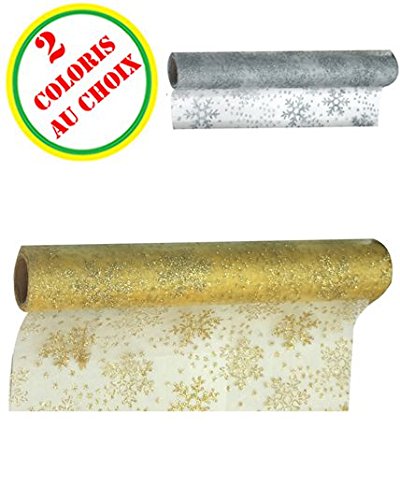 Chemin de table organza flocons argent