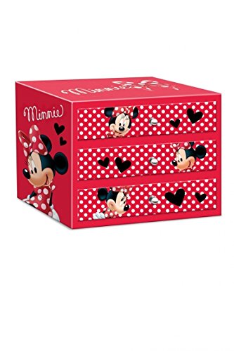BOITE BIJOUX 3 TIROIRS ENFANT MINNIE MOUSE ROUGE