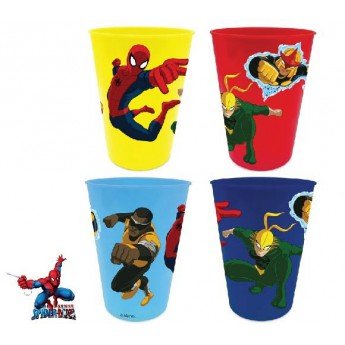 Lot de 4 Verres en Plastique Spiderman