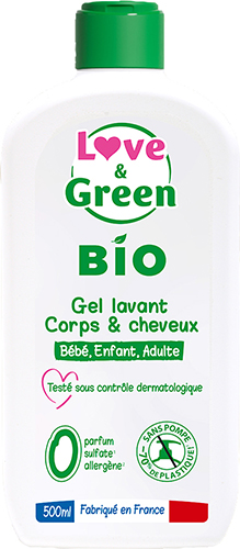 LOVE AND GREEN BIO GEL LAVANT 
CORPS & CHEVEUX code EAN 3700668701024 
