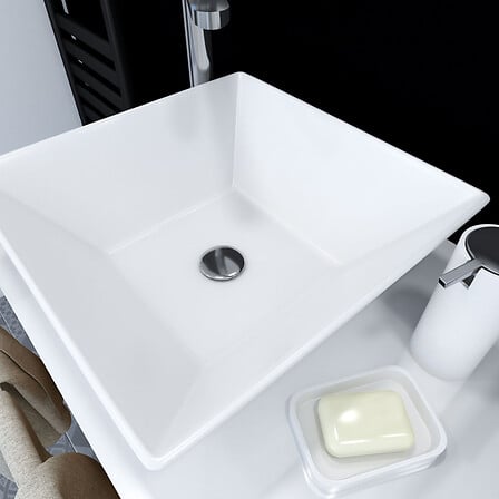 AURLANE Vasque à poser carrée en céramique 42x42x13cm - ASLANT code EAN 3700710217596 