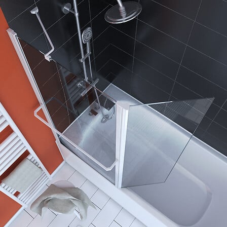 PARE BAIGNOIRE AVEC VOLET PIVOTANT 130x105cm PR...