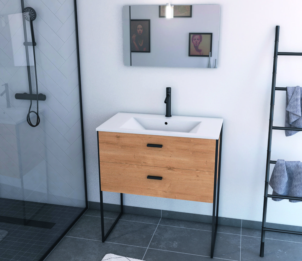 ENSEMBLE MEUBLE VASQUE + MIROIR LED "EDGE 80 LED" 3700710242338 (3700710242338)