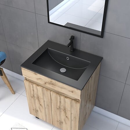 AURLANE Pack Meuble SDB 60cm sur pieds 2 portes...