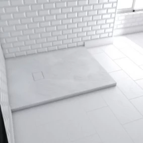  Receveur à poser en materiaux composite SMC - Finition ardoise blanc mat - 80x100 cm - ROCK 2 WHITE code EAN 3700710251903 