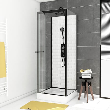 AURLANE Cabine de douche carrée 70x70x230 - Mot...