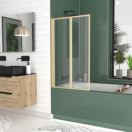 AURLANE Pare-baignoire Pivotant 2 Volets Or Dor...