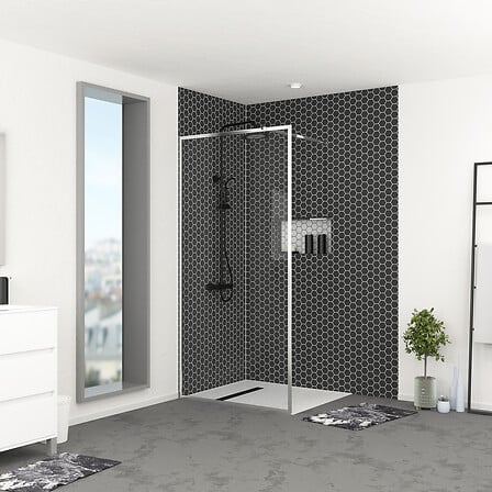 AURLANE AURLANE Paroi de Douche 100x200 cm - Cadre et Bras Aluminium Chrome - ... code EAN 3700710258469 
