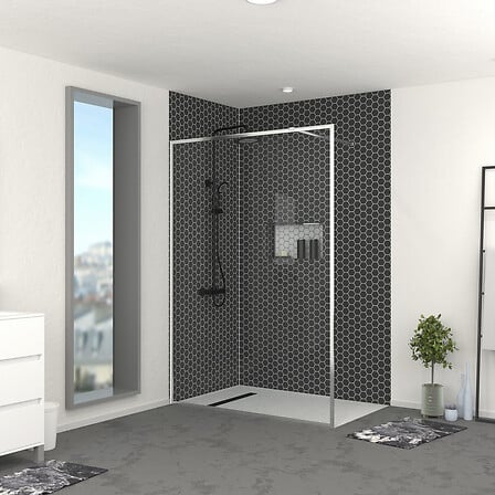AURLANE Paroi de Douche 140x200 cm - Cadre et B...