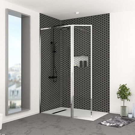 Paroi de Douche avec Volet Pivotant 90+40x200cm...