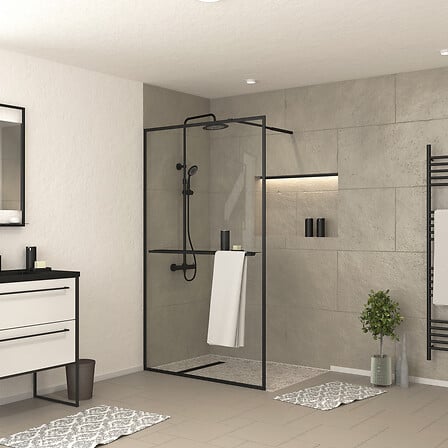 AURLANE Paroi de Douche Noir Mat 120x200cm - Po...