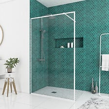 AURLANE Paroi de Douche - Cadre et Bras Aluminium BLANC - 120x200 cm  ... code EAN 3700710259312 